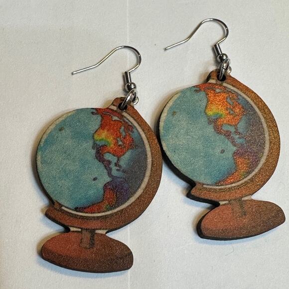 Teacher Globe Earrings - Picture 1 of 1